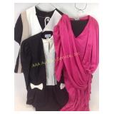 Brass wall hangings, blue & white flower pots,