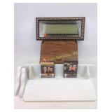 Bread box, picture, shelves, DVDs, cleaning