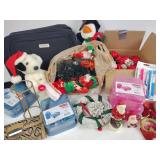 Christmas items, penguin, wreath, elves, wallet,