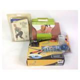 Yoga block and strap, resistance tubes, grip