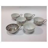 Royal Rochester teacup holders and teacups