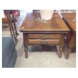 Wooden end table: 21"h x 24"w x 28"d. Some