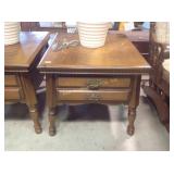 Wood end table. 21"h x 24"w x 28"d. Some