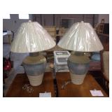 Pair ceramic table lamps. Height of each: 35"