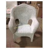Wicker armchair. Paint wear. 36"h x 29"w x 24"d