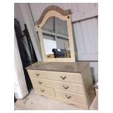 Dresser with mirror. Corner damage. 31"h x 57.5"w