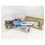 Toy cars including Hot Wheels, Water Jet, door