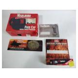 Marlboro cap, flashlight, belt buckle, keychain