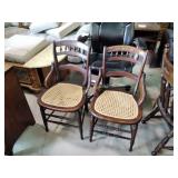 2 cane seat side chairs. Height: 32.5"