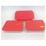 Pyrex storage containers with lids, new