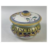 Biscotti cookie jar signed appears to be an