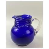Depression era cobalt glass pitcher