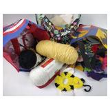 Yarn, crocheted animals, partially started