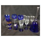 Cobalt glass stemware incl. cut to clear