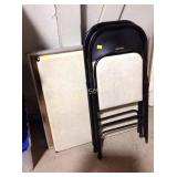 Folding table, card table, folding chairs