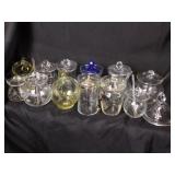 Cambridge glass: assorted condiment jars, creamer