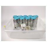 Glass canisters with lids, electric candle,