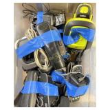 Phones, remotes, uniden, power cords, charging
