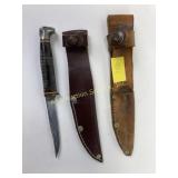Ka-Bar knife & 2 leather sheaths