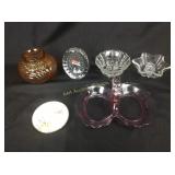 Cambridge glass lavender Keyhole handled dish,