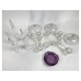 Assorted Cambridge glass candlestick accessories,