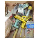 Tools, screwdriver pliers, utility light, laser