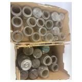 Glass jars, ball ideal, some with lids