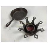 8" Cast iron 5 skillet, candle holder