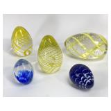Glass eggs, no markings, quantity five