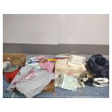 Luggage, iron, keyboard, vintage lighted makeup