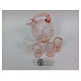 Cambridge Caprice pink glass juice set: