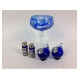 Cobalt cut to clear stem, Cambridge cobalt glass