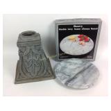 Lazy Susan cheese board, gazing ball pedestal