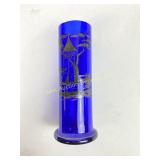 Czech cobalt glass silver overlay vase