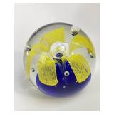 Paperweight, blue and yellow, no markings