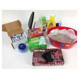 Sunbeam iron, Swiffer refills, glass and plastic