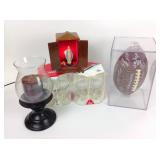 Libby wine glasses, candle holder, Wilson