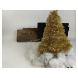 Tinsel Christmas tree/CA Prunes box ends/felt, 2