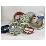Christmas themed dishes and bowls, pitcher, etc.
