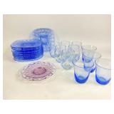 Imperial Blue Glass plates qty 8, blue glasses,