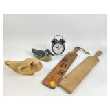 BHS paddles, decorative ducks, snoopy clock