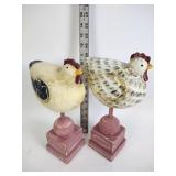 Wooden chickens on a stick home decor