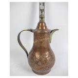 Copper teapot, hammered floral pattern