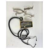 Vintage medical equipment, stethoscope, dental