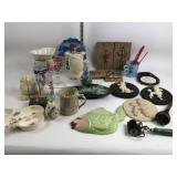 Ceramic dishes and vases, decorative chalkware,