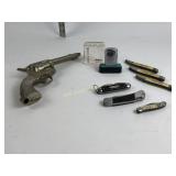 Vintage pocket knives, Ronson lighter, replica