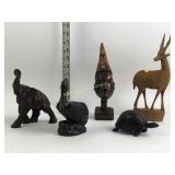 Wooden animal carvings