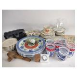 Apollo 12 glasses, floral plates and cups, Ford