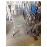 Shower seat, older wheelchair