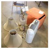 Hunter fan  untested, two table lamps  One